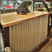 charred wood cabinet trim